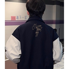 复古拼接刺绣棒球服外套男秋冬季设计感百搭情侣夹克JF813，男装夹克，星座1116A（原606A-3）