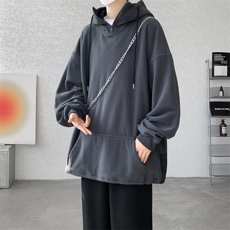 8XL-M大码摇粒绒卫衣套头连帽半拉链宽松美式复古外套WY9103/P68,女装短外套,电商B238