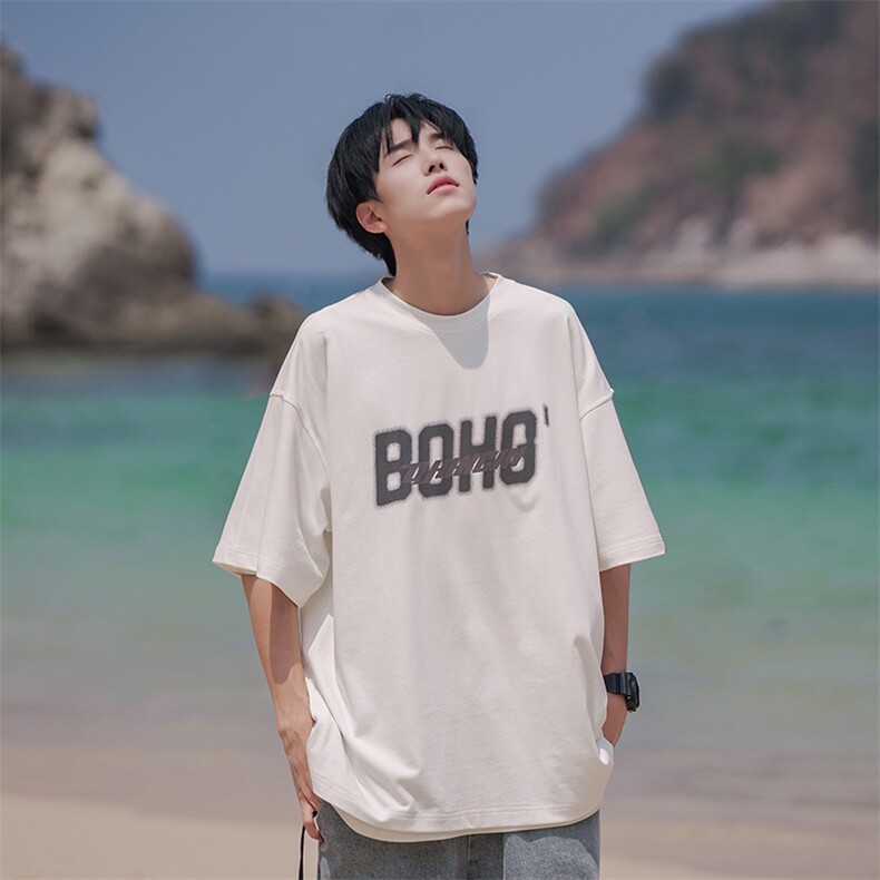 短袖夏季日系潮流半袖宽松情侣圆领男装T恤B225-YHT3103-P42-X55,男装T恤,电商B225