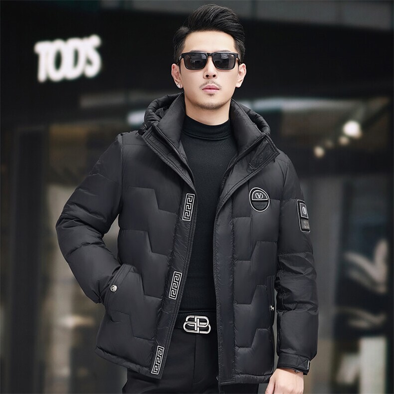冬季2024加厚羽绒服男高端潮服白鸭绒加厚短款防寒时尚连帽外套,男装羽绒服,钱塘6003（原4033）
