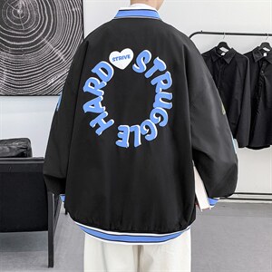 外套男春秋季款潮牌ins美式复古字母印花棒球服22118-70控108图片