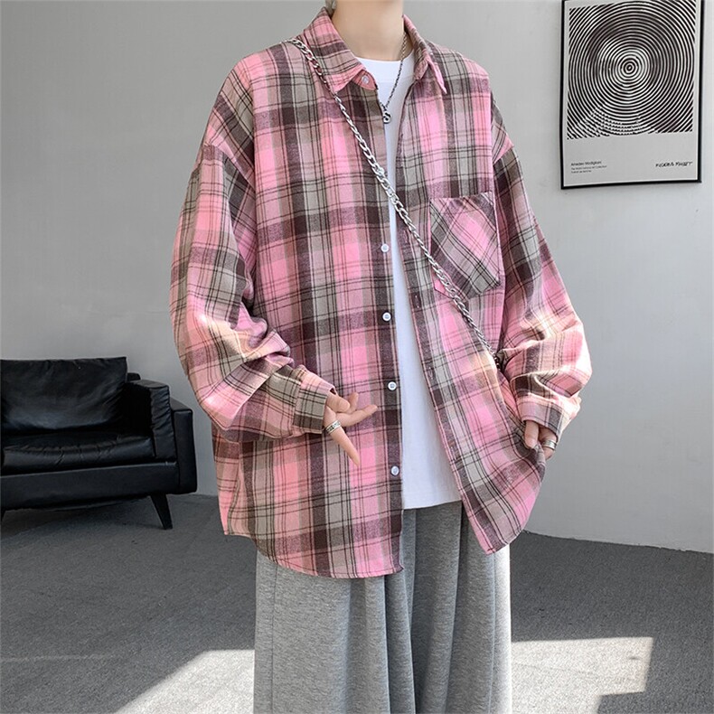 衬衫男2025春季新款港风格子休闲长袖衬衣CS606-特P28无差价，男装衬衫，星座214-3