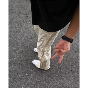 美式侧边双拉链裤子男款春秋季防风防水冲锋裤户外登山运动休闲裤图片