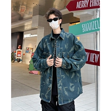 F684P60春夏复古牛仔外套男款痞帅扎染男生牛仔衣高级感工，男装夹克，星座512-6