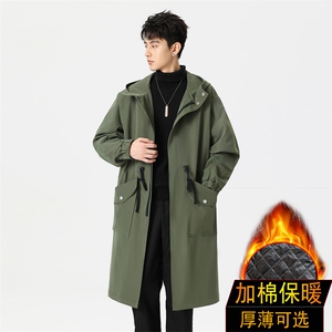 4W件加绒风衣男中长款大衣棉衣男F994薄P95加棉P110无影墙三,夏天中长款衬衫怎么搭配衣服图片