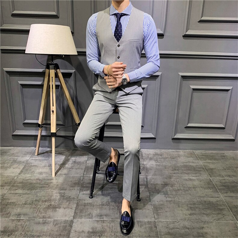 男士马甲套装背心春秋季伴郎服兄弟装新郎结婚礼服团西服马甲裤，男装背心/马甲，星座505-2（原电商A260-1)