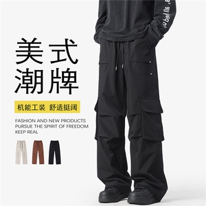 深度库存直播得物秋冬新款工装裤美式潮流男宽松休闲裤K10062-P35图片