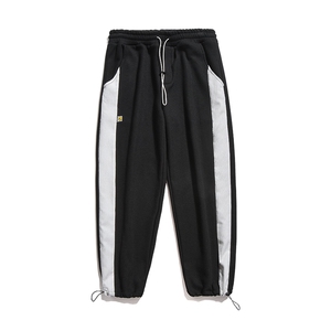 2025冬季新款男加厚华夫格撞色休闲裤灯芯绒卫裤黑 GK60-P50图片