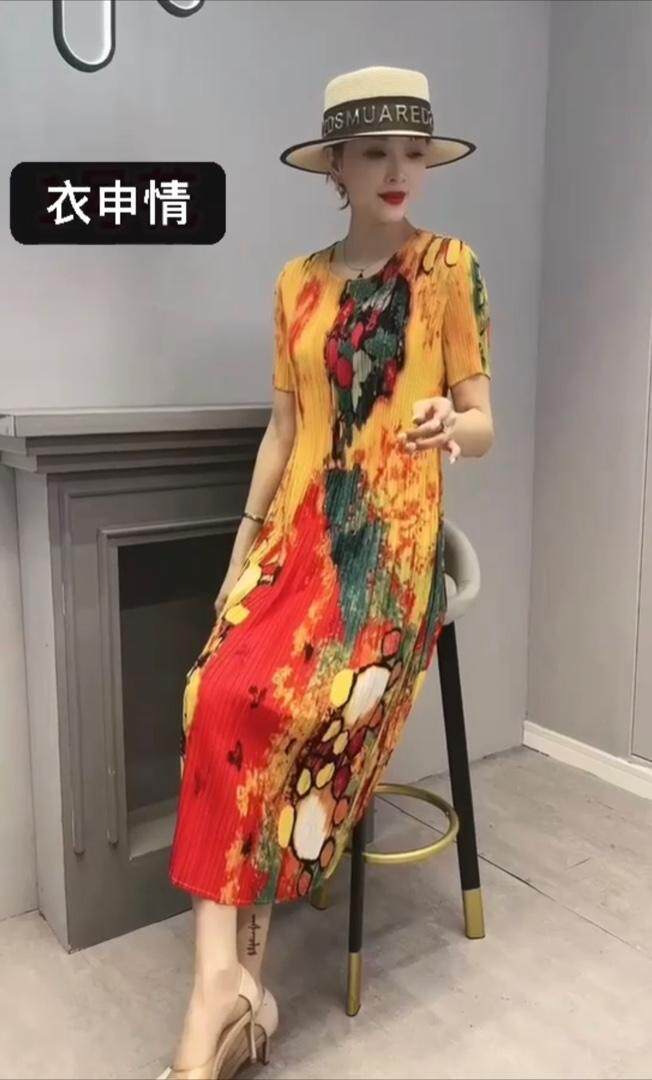 缎面三宅压褶魔术裙，跑量款，其它，理想花缘