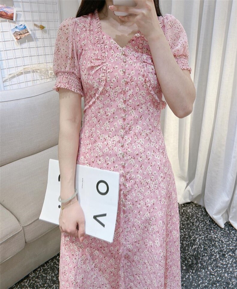 DINOBIENS【现货】夏季新款仙女气质小花连衣裙，女装连衣裙，迪诺比亚