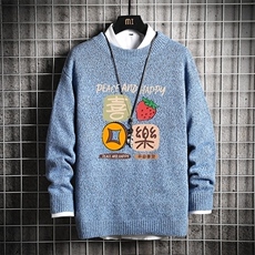 加厚加绒毛衣男大码毛线衣男针织衫M19332-P45加绒款-P65网格，男装针织衫/毛衣，电商A040A
