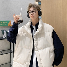 现货5W件冬季三防硬挺boxy短款立领棉衣马夹外套加厚马甲保暖棉服，男装棉衣，电商A486