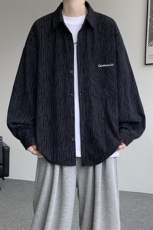 衬衫男秋季新款港风宽松大码灯芯绒扎染刺绣长袖衬衣CS8102-P42，男装衬衫，星座214-3