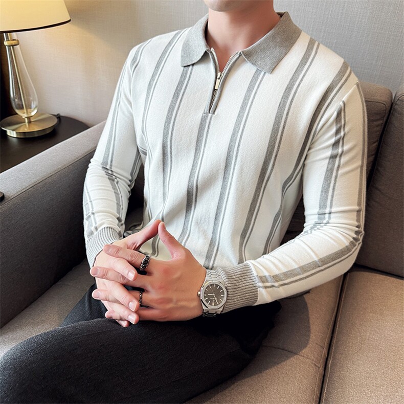 盗图-痞帅翻领半拉链套头针织衫英伦商务毛衣男MZ13/P75控105,男装针织衫/毛衣,电商A243