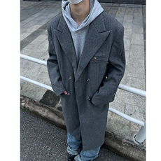 冬季高街痞帅毛呢大衣男过膝中长款宽松风衣外套XZ811A-F198-P128，男装风衣，星座811A