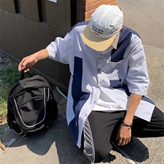 日系cityboy短袖衬衫男女夏季潮牌美式复古衬衣工装外套C29-P38，男装衬衫，星座1008