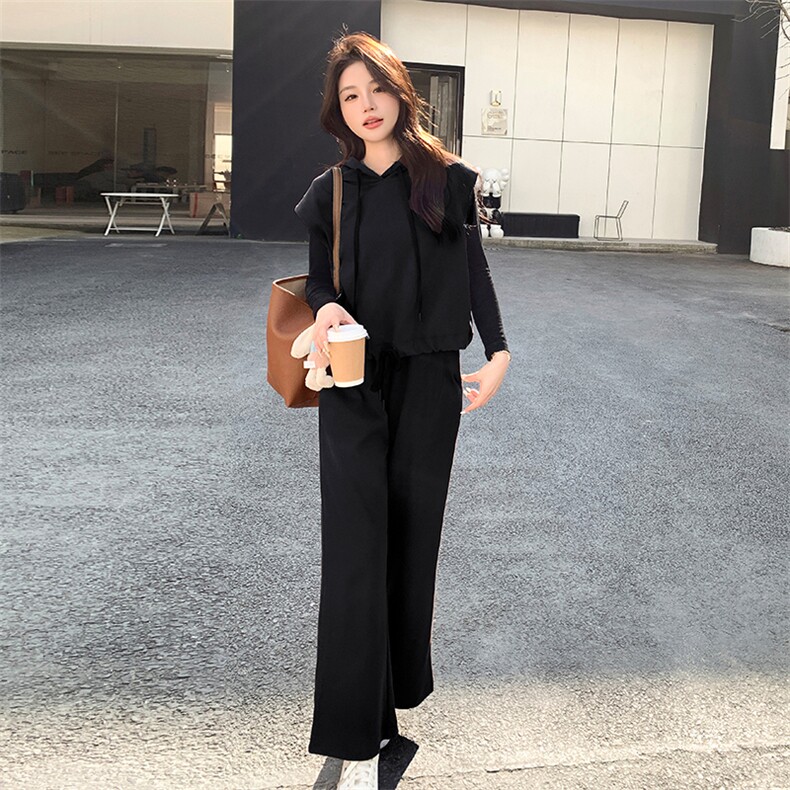 2024春季新款休闲时尚套装女时髦洋气减龄高级感卫衣三件套,女装套装/套裙,浙宝042
