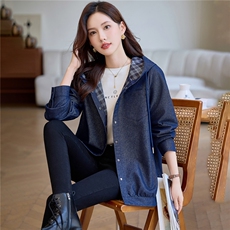 现货牛仔连帽外套女，女装短外套，韩派