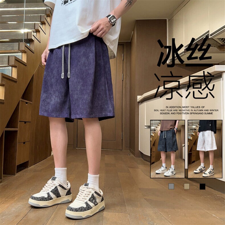 ！2026夏季新款男士冰丝短裤潮牌宽松脏脏五分裤DK329特P30图片