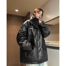 现货中性冬季宽松美式高街PU皮棉衣假两件外套XZ811A-MF120-P135，男装棉衣，星座811A