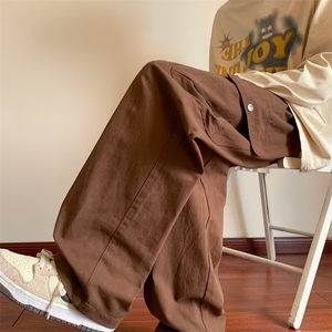 日系复古工装裤高街男秋季新款潮牌休闲宽松口袋直筒裤K1127-P38图片