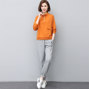 休闲运动套装女2025春秋新款大码宽松中年妈妈时尚卫衣卫裤两件套图片