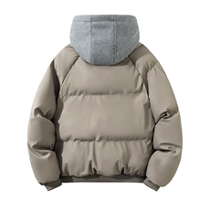 现货高品质重磅工艺美式高街假两件PU皮棉衣男女加厚棉服外套，男装棉衣，电商A486-1