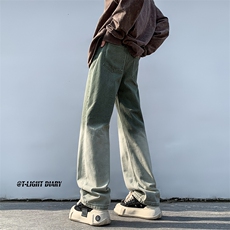 B221美式ins高街小众渐变色吊染直筒牛仔裤LK23024-P60控78，男装牛仔裤，电商B221