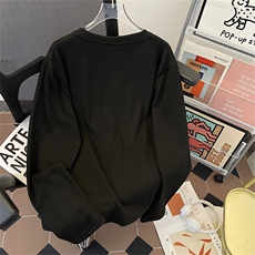 美式纽扣圆领宽松长袖T恤男女加大内搭打底衫上衣服WY0138-P43，男装T恤，星座308B-1