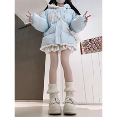1506A/G78560/P92可爱奶油蓝可爱兔子毛球花边连帽棉服1，男装棉衣，星座1506A