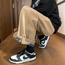 港风大码美式灯芯绒卷边设计阔腿休闲裤男XZ213-DK2002-P55控68，男装休闲裤，星座213