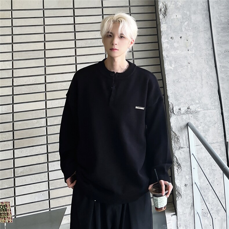 灰色亨利领毛衣男款早秋打底衫针织衫内搭12839-P58,男装针织衫/毛衣,电商C307