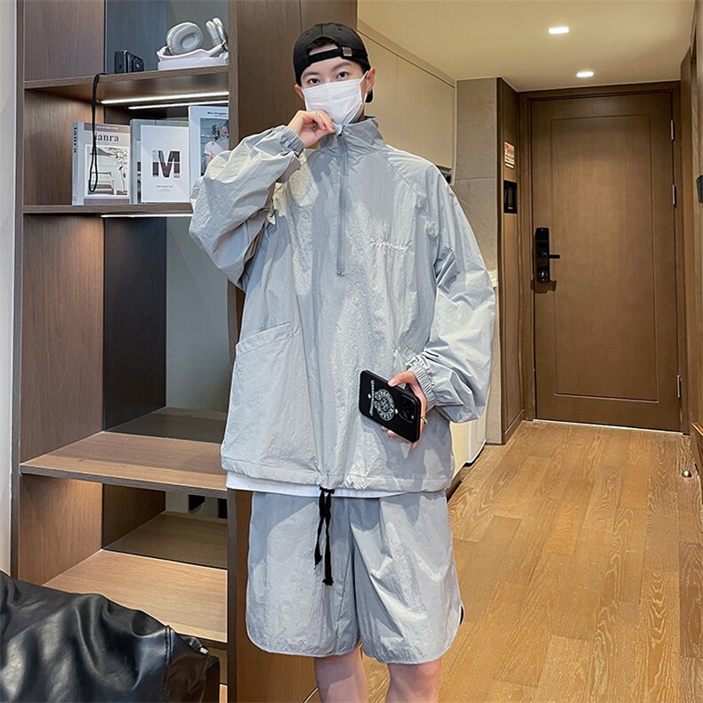 运动套装男夏薄款速干透气防晒衣外套夏装搭配一整套TZ68,男装防晒衣,星座310B-1