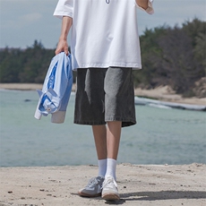 B225-K2127-P45-X59日系牛仔短裤男夏季宽松直筒中裤男生休闲，男装牛仔裤，电商B225