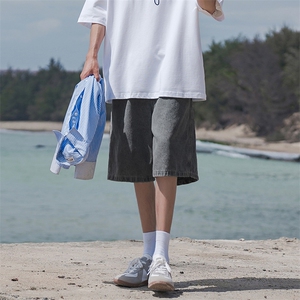 B225-K2127-P45-X59日系牛仔短裤男夏季宽松直筒中裤男生休闲图片