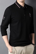 秋季新款中年男士长袖t恤上衣服体恤翻领纯棉休闲宽松打底衫，男装T恤，电商B212（原钱塘6029）