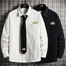 LC42089-P45痞帅领带长袖衬衫男士大码dk制服男jk衬衣男网格挂拍，男装衬衫，电商A040A