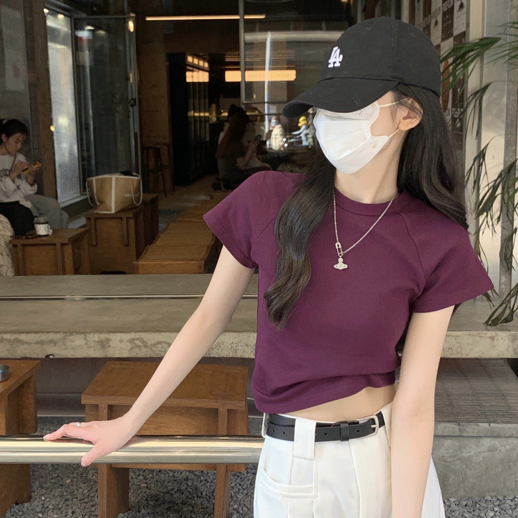 ZT5935-P35正肩短袖T恤女夏季短上衣辣妹紧身露脐显瘦打底衫,女装T恤,电商B245