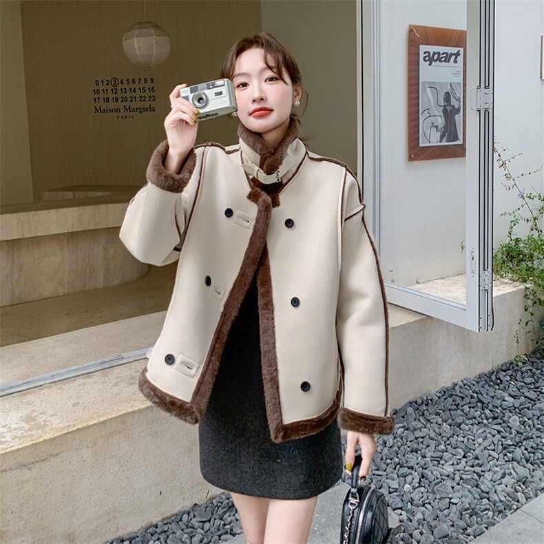 新款现货！冬装皮毛一体羊羔毛外套2C133-8809-P180-K268,女装短外套,2C133