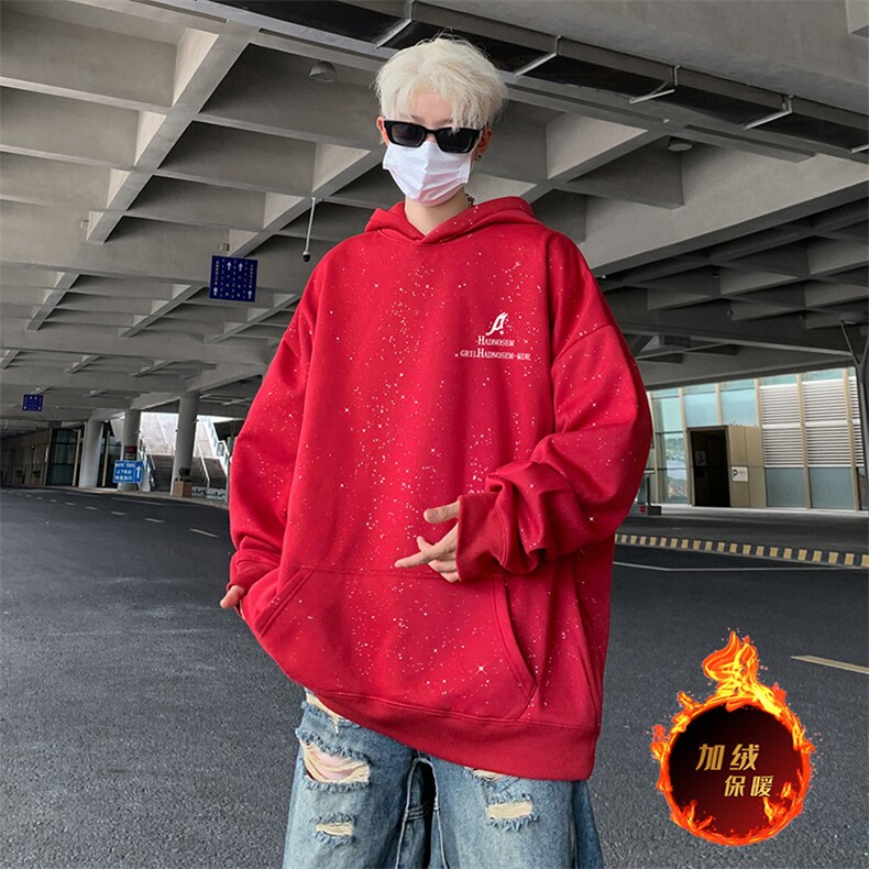 抖音得物高品质重磅全棉二开支持退换360克满天星连帽卫衣1017,男装卫衣,电商A486