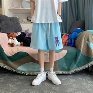 HD74242-P22 华夫格短裤男大码宽松五分裤男直筒中裤图片