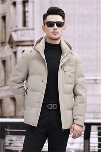新款中青年90绒轻薄羽绒服外套男士秋冬拆卸帽时尚休闲羽绒服夹克图片
