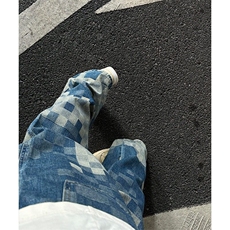 马赛克棋盘格直筒牛仔裤男vibe痞帅微喇裤子设计感高级感NB135，男装牛仔裤，星座1116A（原606A-3）
