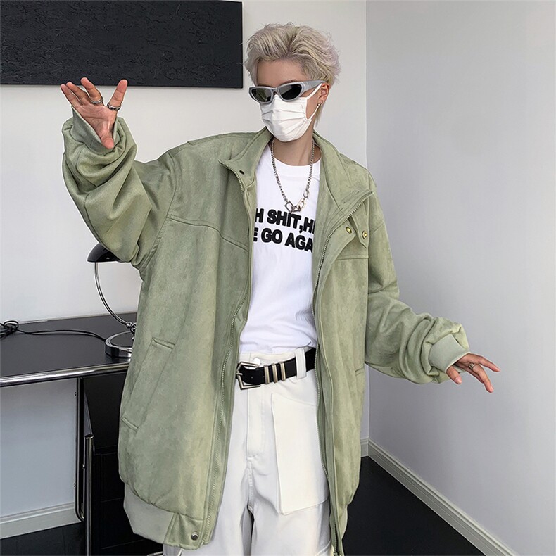 秋款男立领夹克麝皮绒工装拉链织带外套JK8530P65,男装夹克,星座1013-1