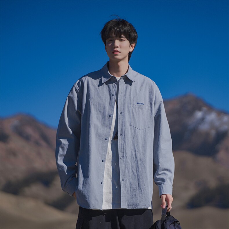 春秋季衬衣男内搭上衣潮宽松白色衬衫长袖男装DX5676P50控88,男装衬衫,电商B413-1