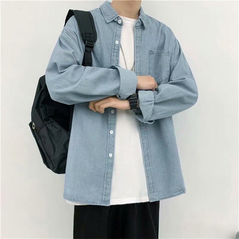 现货量大从优复古长袖牛仔衬衫男薄款外套1008-CS225-P45,男装衬衫,星座1008