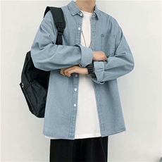 现货量大从优复古长袖牛仔衬衫男薄款外套1008-CS225-P45，男装衬衫，星座1008