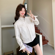 上新有货春季白色麂皮立领短外套5512P155K248，女装短外套，2C176