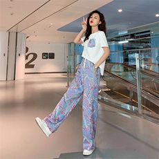 2021年夏季圆领潮流纯色个性修身显瘦印花百搭休闲短袖套装，女装套装/套裙，曼娅璐