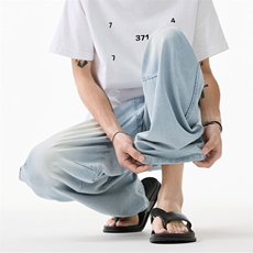 抖音品质夏季新款美式褶皱宽松冰丝牛仔裤B315-K672-P55控78，男装牛仔裤，电商B315